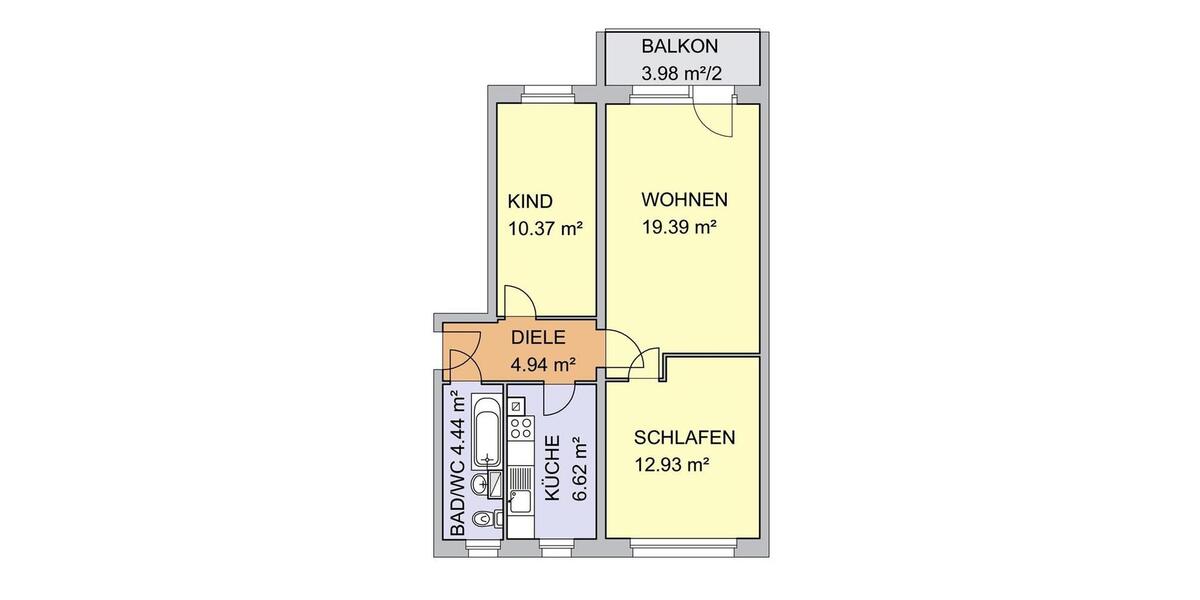 Etagenwohnung Sandersdorf-Brehna Brehna - 3 Zimmer, 61 m&sup2;, 390&euro; | Angebot:26338186