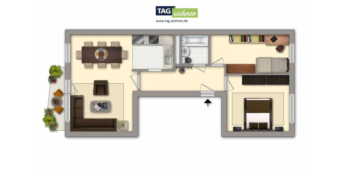 Etagenwohnung Gotha - 3 Zimmer, 59 m&sup2;, 340&euro; | Angebot:26563041