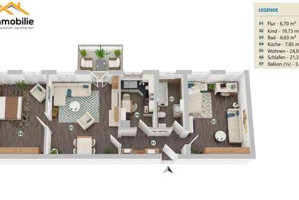 elegante 3-Zimmer Wohnung in Mariental 90 m² mit Tageslicht-Bad - Wohnung Mariental Helmstedt - Grasleben | Angebot:27153105