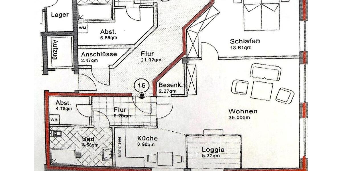 Etagenwohnung Schortens - 2 Zimmer, 86 m&sup2;, 670&euro; | Angebot:26632874