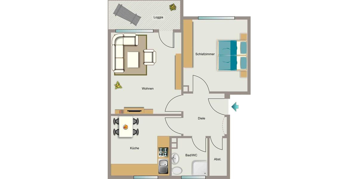 Erdgeschoßwohnung Ahlen Dolberg - 2.5 Zimmer, 52 m&sup2;, 483&euro; | Angebot:25050809