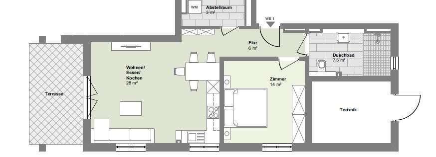 Terrassenwohnung Erkner - 2 Zimmer, 66 m&sup2;, 1.155&euro; | Angebot:26296515