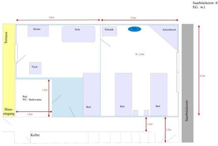 Wohnung Saarbrücken Brebach-Fechingen - 2 Zimmer, 30 m&sup2;, 650&euro; | Angebot:25589316