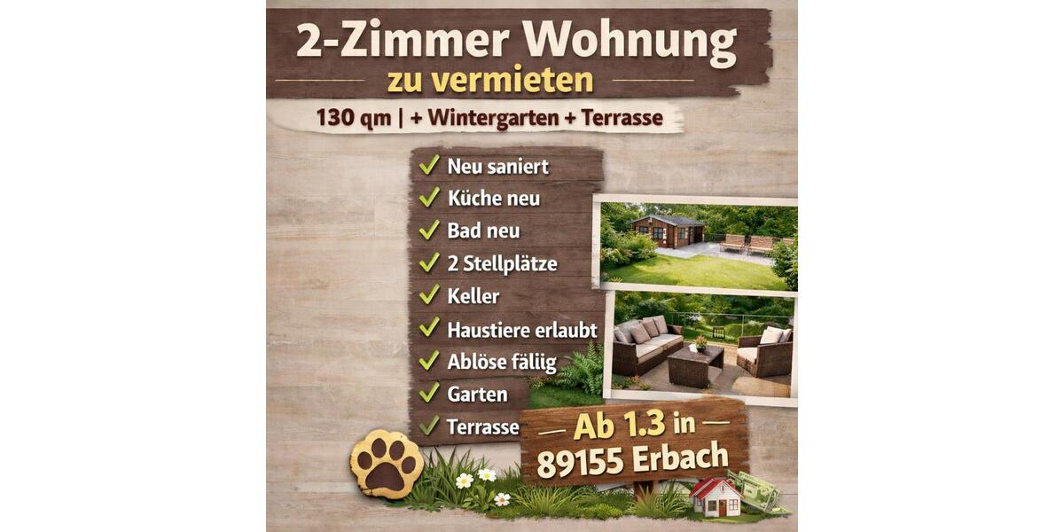 Etagenwohnung Erbach - 2.5 Zimmer, 100 m&sup2;, 1.100&euro; | Angebot:24610917