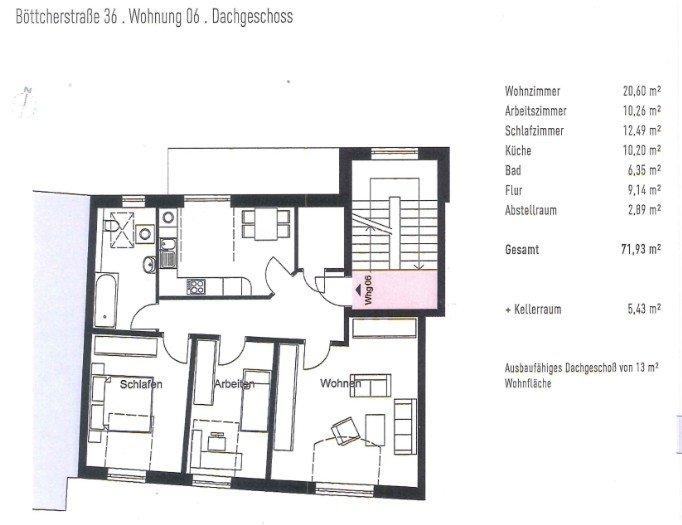 Dachgeschoßwohnung Stralsund - 3 Zimmer, 72 m&sup2;, 828&euro; | Angebot:26649256