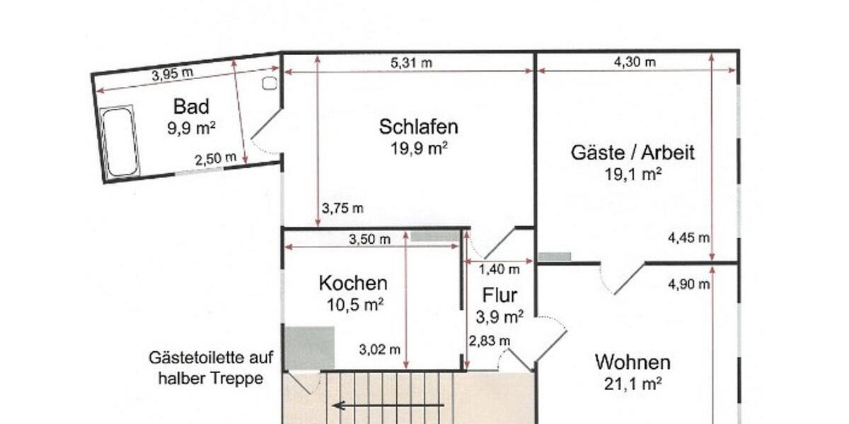Etagenwohnung Köthen (Anhalt) - 3 Zimmer, 84 m&sup2;, 462&euro; | Angebot:24343855