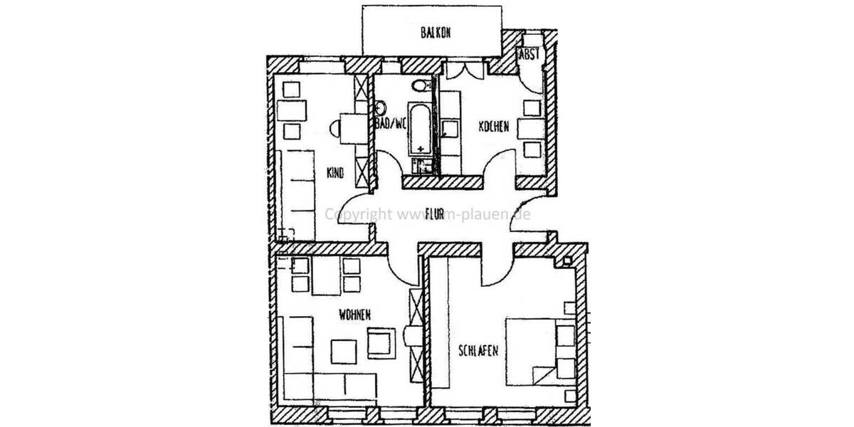 Etagenwohnung Plauen Stadtmitte - 3 Zimmer, 76 m&sup2;, 435&euro; | Angebot:25776611