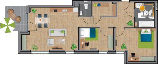 Etagenwohnung Alsdorf - 3 Zimmer, 94 m&sup2;, 1.175&euro; | Angebot:24247079