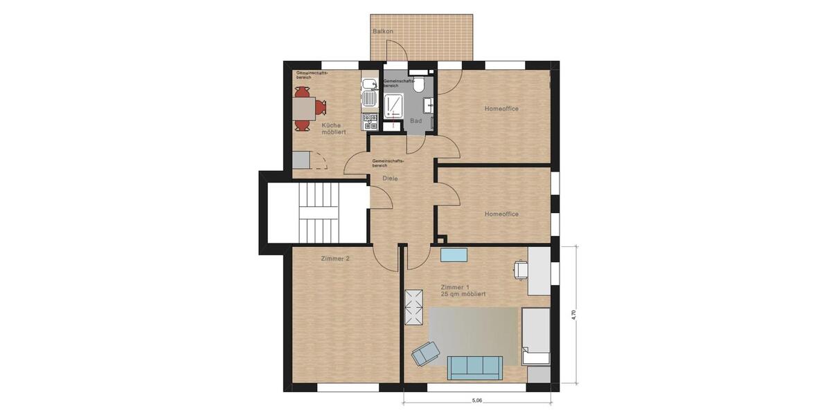 Wohnen auf Zeit Wuppertal Gemarkung Elberfeld - 1 Zimmer, 25 m&sup2;, 420&euro; | Angebot:25937120