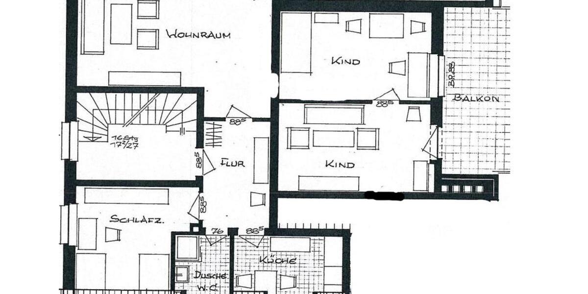 Etagenwohnung Wallenhorst - 4 Zimmer, 98 m&sup2;, 990&euro; | Angebot:24742267