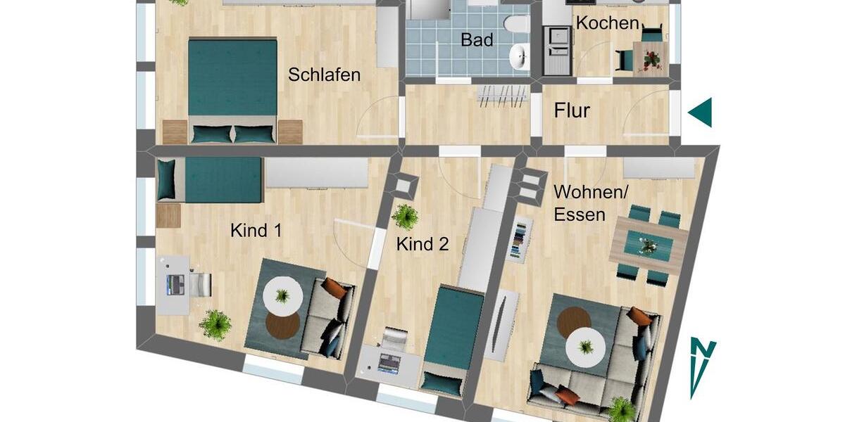 Etagenwohnung Pößneck - 4 Zimmer, 75 m&sup2;, 510&euro; | Angebot:26249699