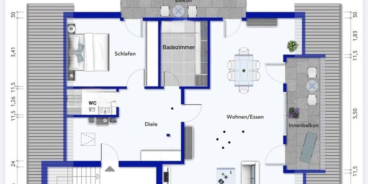 Etagenwohnung Sankt Augustin Hangelar - 2 Zimmer, 102 m&sup2;, 1.480&euro; | Angebot:26108266
