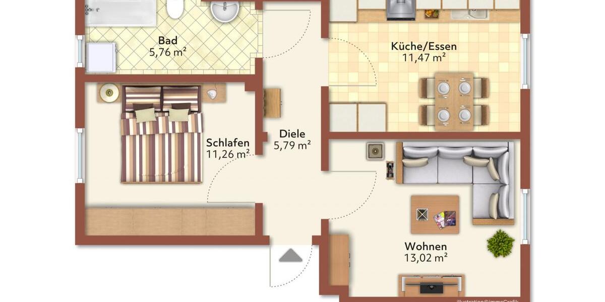 Etagenwohnung Elsteraue - 2 Zimmer, 48 m&sup2;, 300&euro; | Angebot:26490793