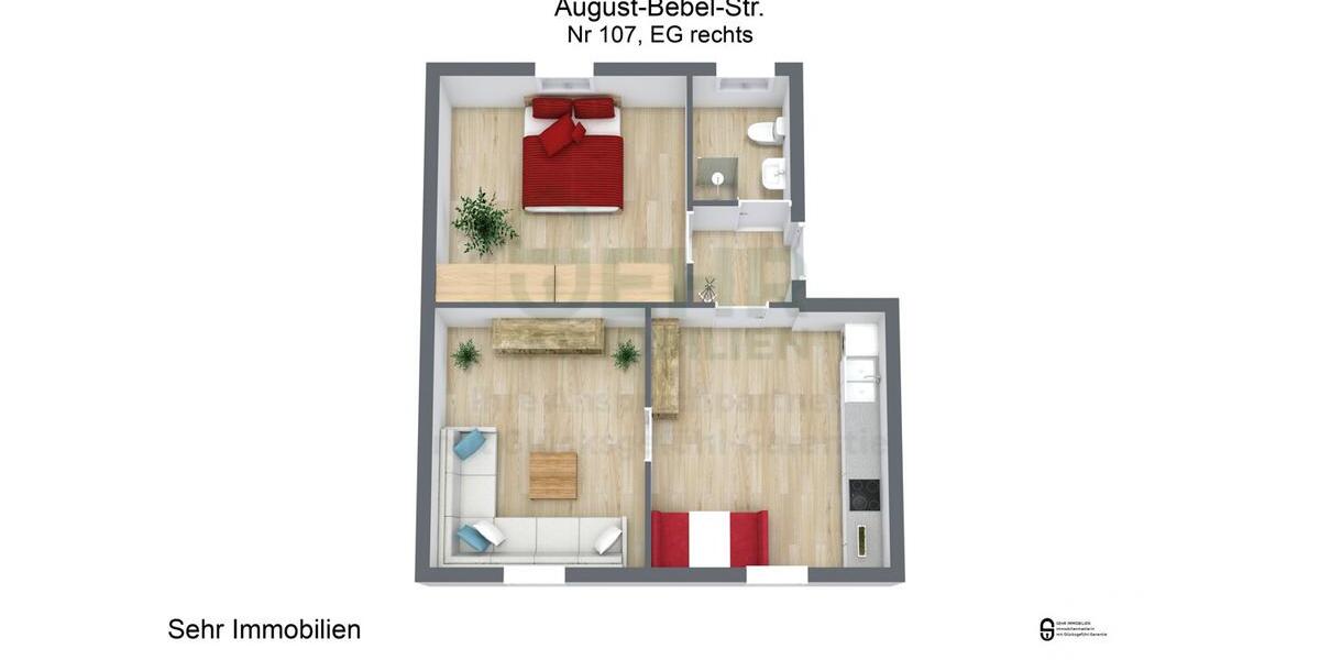 Erdgeschoßwohnung Gersdorf - 2 Zimmer, 51 m&sup2;, 306&euro; | Angebot:23089745