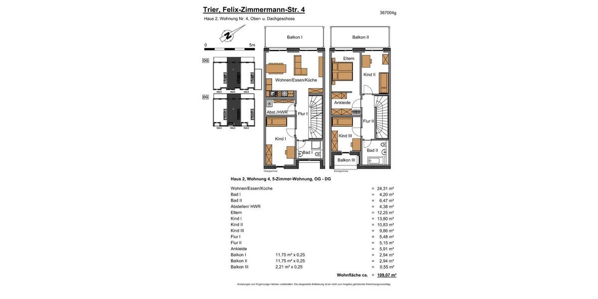 Etagenwohnung Trier Trier-West-Pallien - 5 Zimmer, 109 m&sup2;, 839&euro; | Angebot:25701091