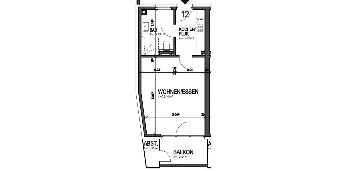 Etagenwohnung Osnabrück Hafen - 1 Zimmer, 38 m&sup2;, 490&euro; | Angebot:25056601