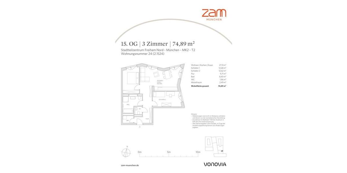 Etagenwohnung München Aubing-Lochhausen-Langwied - 3 Zimmer, 75 m&sup2;, 1.818&euro; | Angebot:26473037