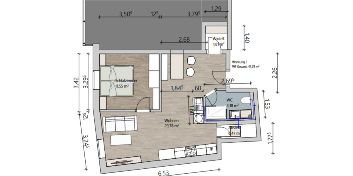 Moderne 2-Zimmer-Wohnung (48 m²) in Furth im Wald – Einbauküche 2 zimmer