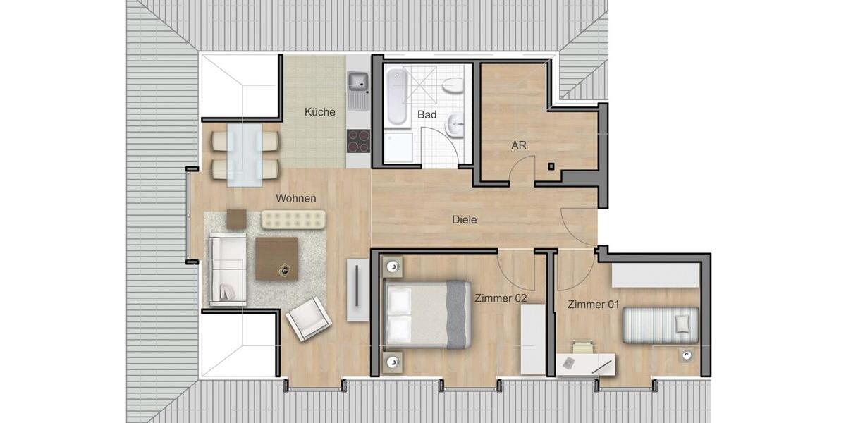 Dachgeschoßwohnung Bad Kreuznach Bad Münster am Stein-Ebernburg - 3 Zimmer, 80 m&sup2;, 665&euro; | Angebot:26560329