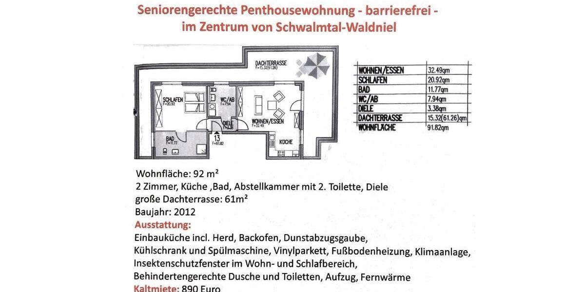 seniorengerechte Penthousewohnung 2 zimmer