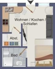 Erdgeschoßwohnung Vechta - 1 Zimmer, 28 m&sup2;, 450&euro; | Angebot:24660296