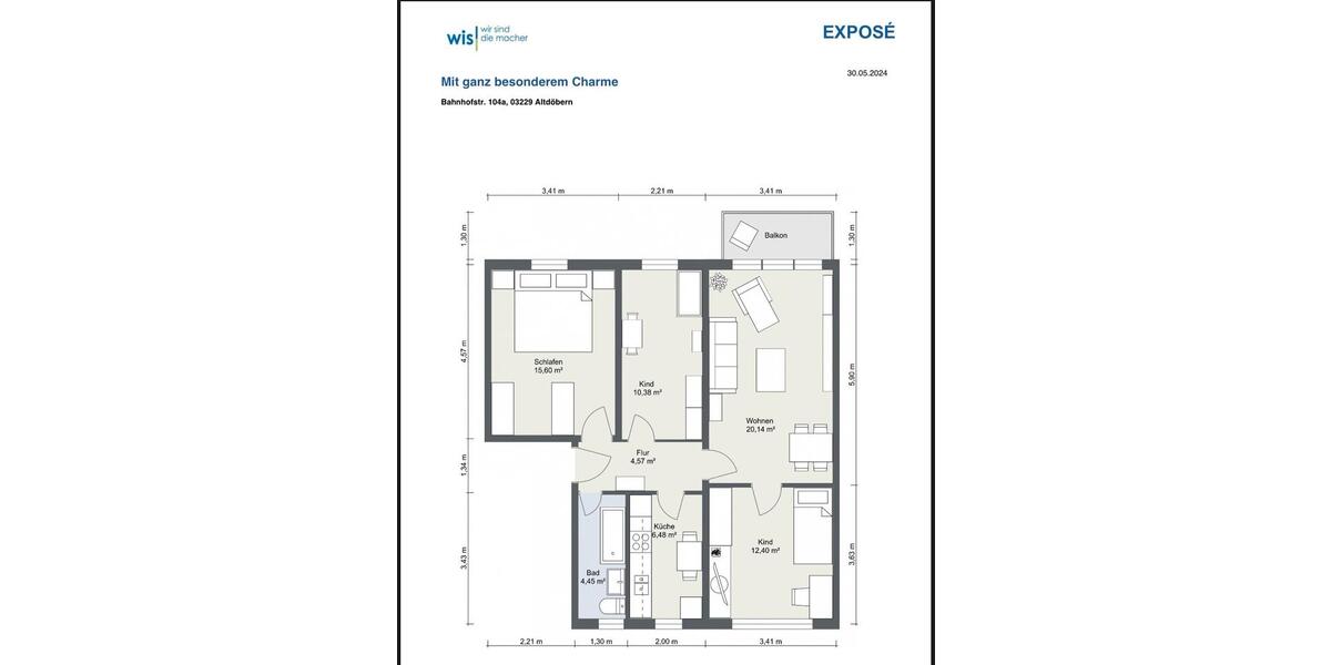 4-Raum-Wohnung mit Balkon – abzugeben 4 zimmer