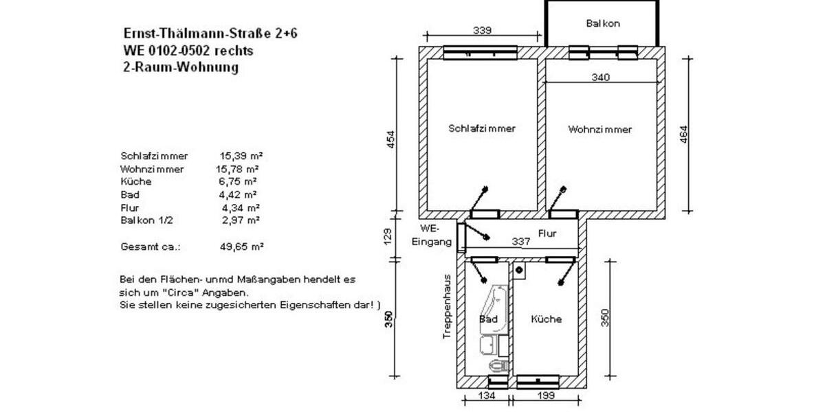 Etagenwohnung Salzwedel - 2 Zimmer, 50 m&sup2;, 330&euro; | Angebot:26458940