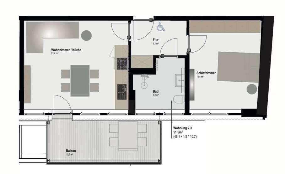 Wohnung zum Mieten in Aachen 746,75 € 51.5 m² 2 zimmer