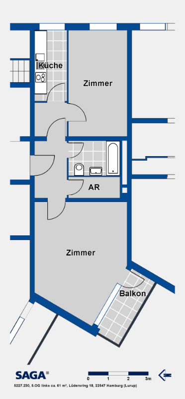 Schöne 2-Zimmer-Wohnung mit Balkon in Lurup 2 zimmer