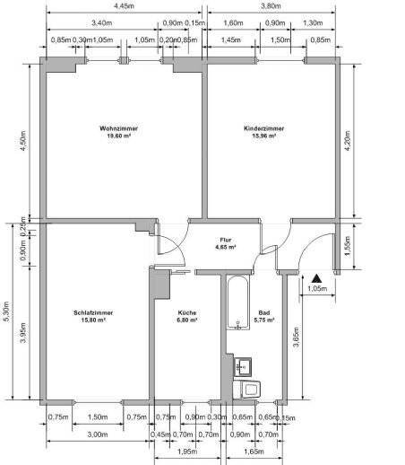 Etagenwohnung Löbau - 3 Zimmer, 67 m&sup2;, 454&euro; | Angebot:26641658