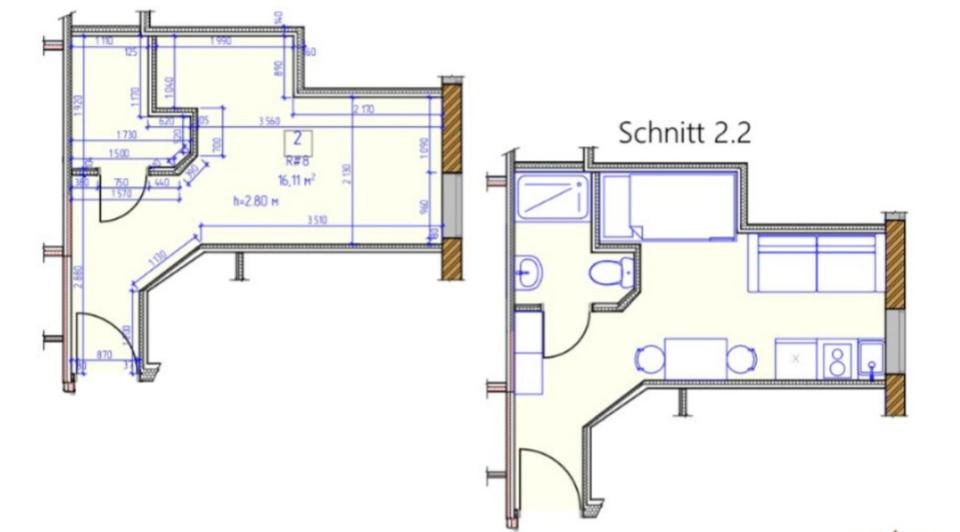 Etagenwohnung Freiberg am Neckar - 1 Zimmer, 16 m&sup2;, 700&euro; | Angebot:24660071