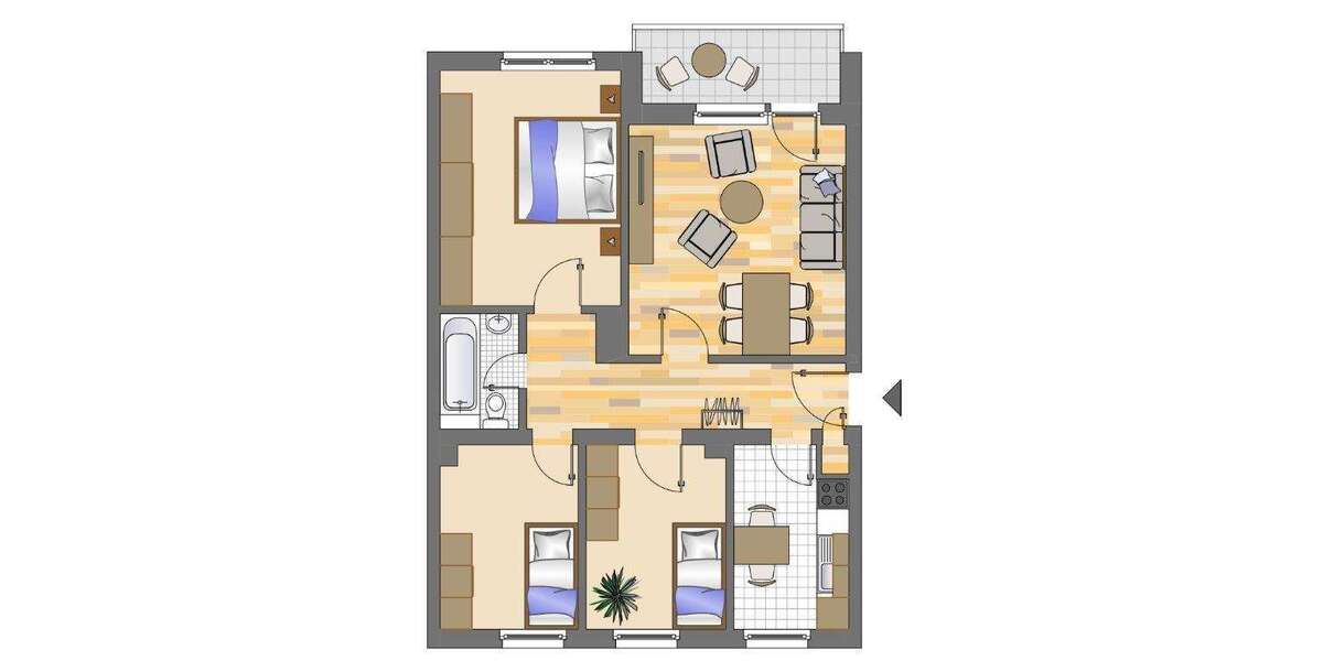 Etagenwohnung Mönchengladbach Uedding - 3 Zimmer, 63 m&sup2;, 659&euro; | Angebot:26750152