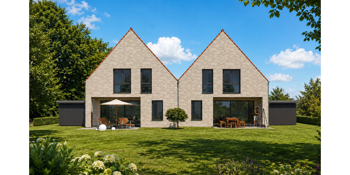 Zwei exklusive Neubau-Doppelhaushälften mit familienfreundlichem Wohnkonzept & Privatteich - Doppelhaushälfte Münster / Albachten Albachten | Angebot:26727481
