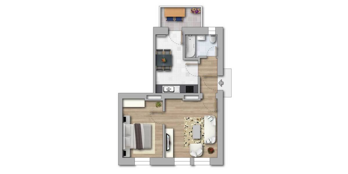 Etagenwohnung Magdeburg Sudenburg - 2 Zimmer, 46 m&sup2;, 299&euro; | Angebot:26786951