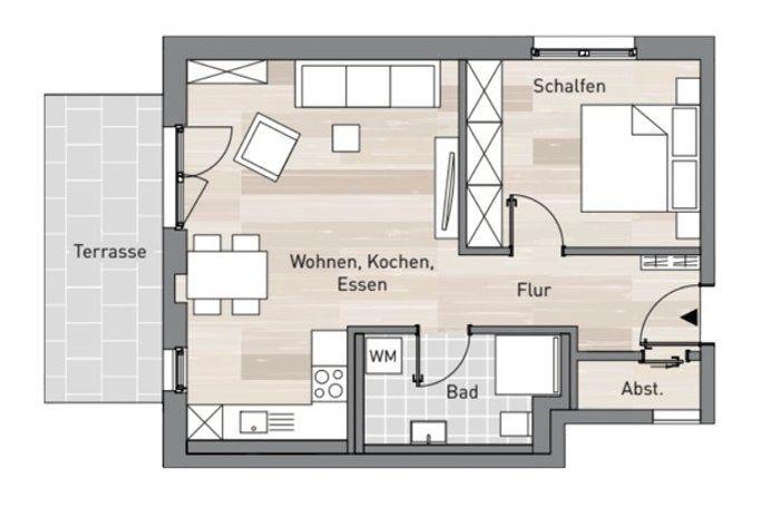 Erdgeschoßwohnung Dombühl - 2 Zimmer, 56 m&sup2;, 620&euro; | Angebot:26383178