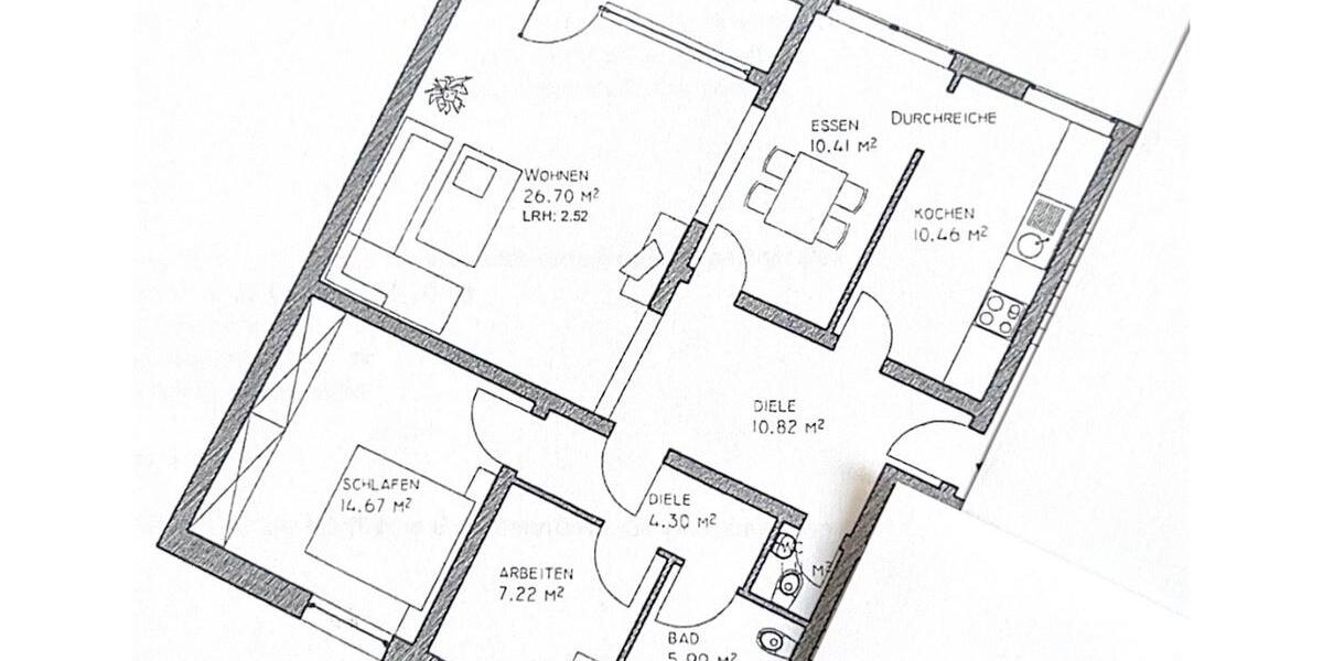 Etagenwohnung Dortmund Gartenstadt - 3 Zimmer, 95 m&sup2;, 1.400&euro; | Angebot:25991527