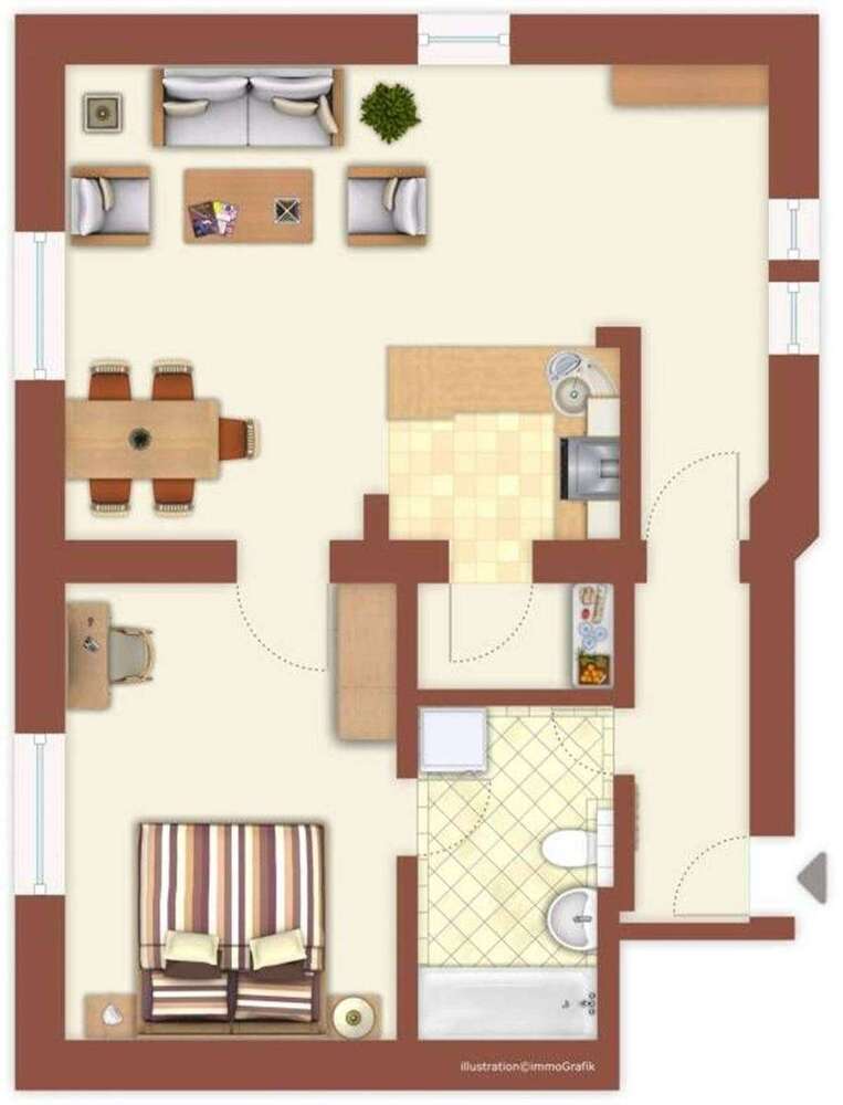 Toller Grundriss, 2-Zimmer- WE in ruhiger Lage in Bad Blankenburger Stadtvilla