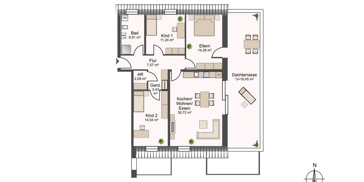 Erstbezug - 4-Zimmer - Wohnung mit großer Dachterrasse zur Miete 4 zimmer
