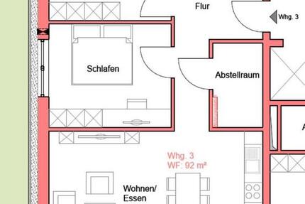 Wohnung Perl - 3 Zimmer, 92 m&sup2;, 1.490&euro; | Angebot:25054796