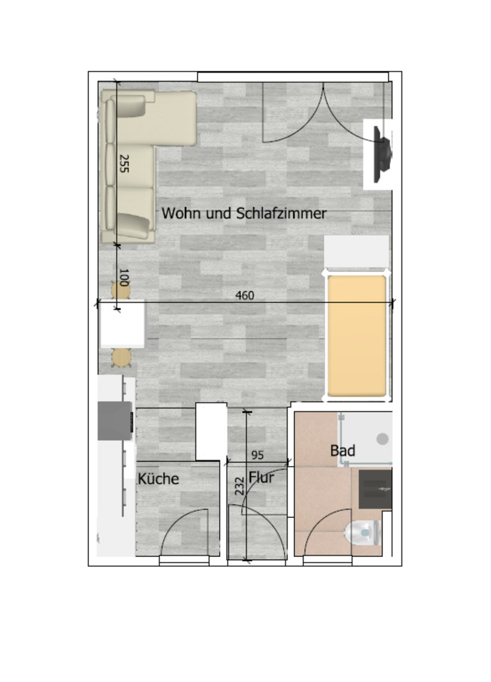 Zentral gelegen und möbiliert - gehoben sanierte 1-Zi. Wohnung
