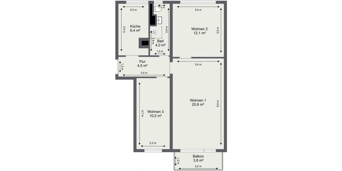 Etagenwohnung Schwedt (Oder) - 3 Zimmer, 59 m&sup2;, 369&euro; | Angebot:25960154