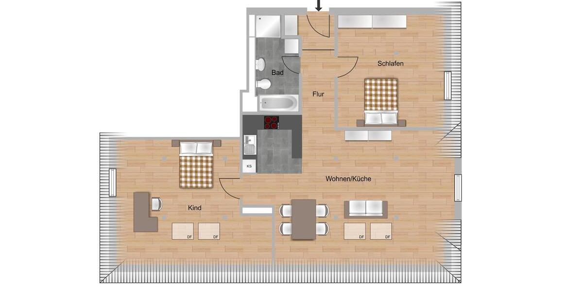 Dachgeschoßwohnung Wiesbaden Südost - 3 Zimmer, 101 m&sup2;, 1.403&euro; | Angebot:26438803