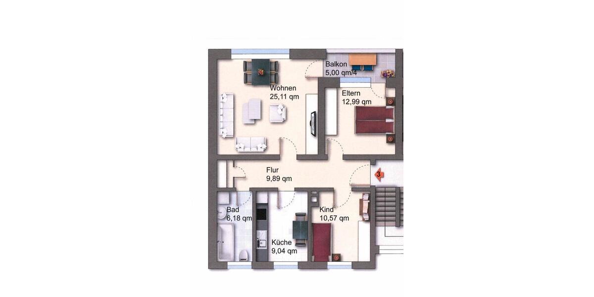 Etagenwohnung Ganderkesee - 3 Zimmer, 74 m&sup2;, 700&euro; | Angebot:24774010