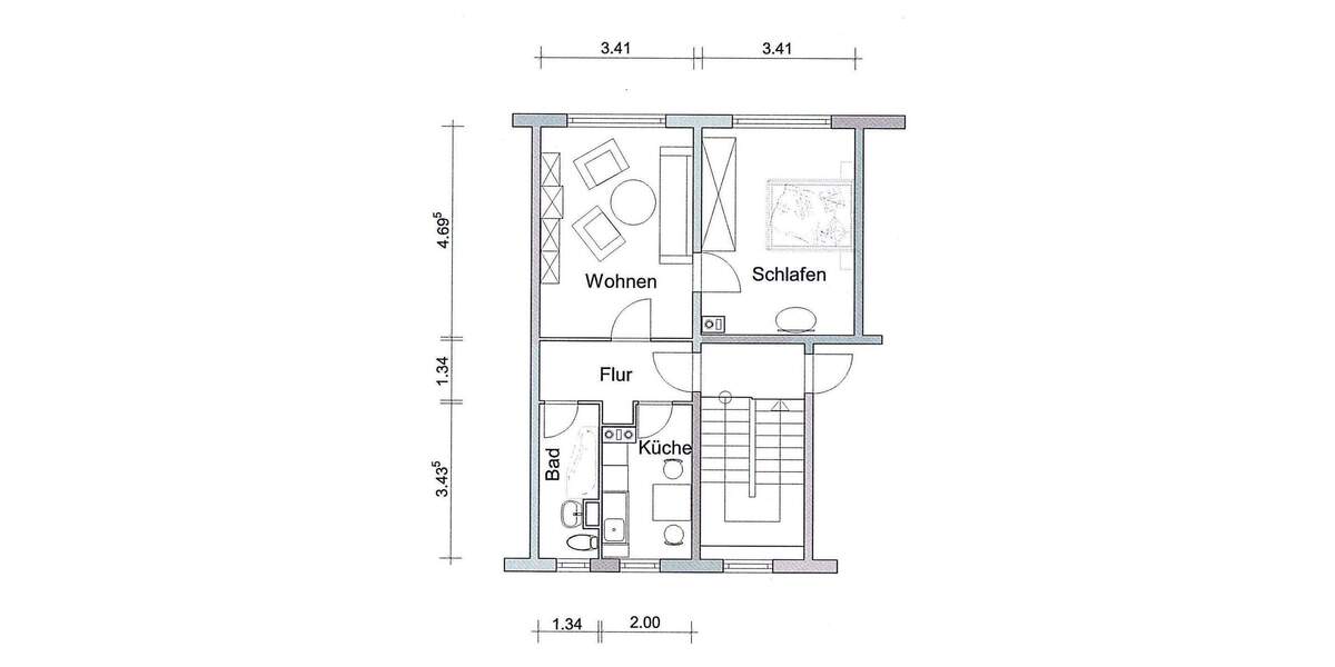 Etagenwohnung Borna - 2 Zimmer, 45 m&sup2;, 272&euro; | Angebot:24903459