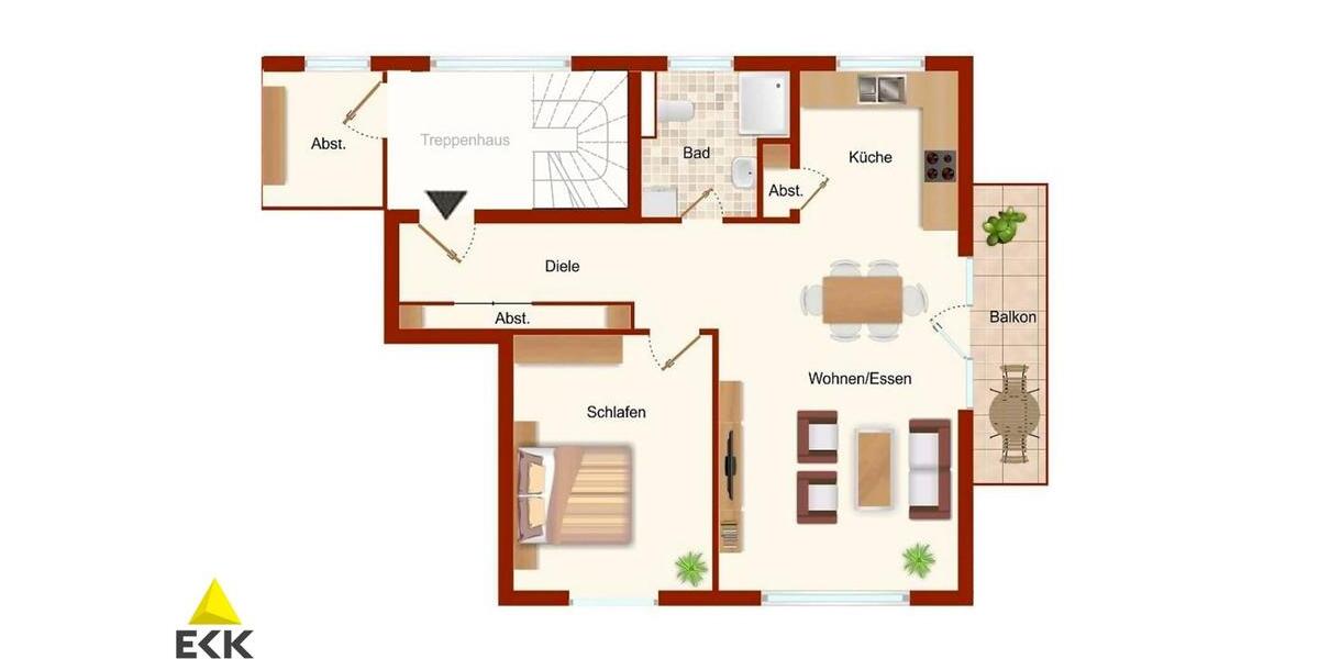 Etagenwohnung Siegburg - 2 Zimmer, 75 m&sup2;, 995&euro; | Angebot:23281083