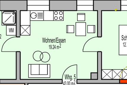 Wohnung Bad Mergentheim - 2 Zimmer, 43 m&sup2;, 596&euro; | Angebot:26697491