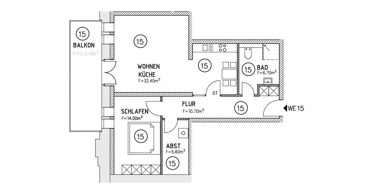Etagenwohnung Magdeburg Neue Neustadt - 2 Zimmer, 75 m&sup2;, 716&euro; | Angebot:26662544