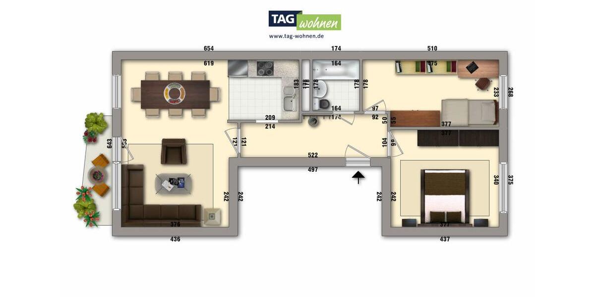 Dachgeschoßwohnung Gotha - 3 Zimmer, 59 m&sup2;, 360&euro; | Angebot:26444050