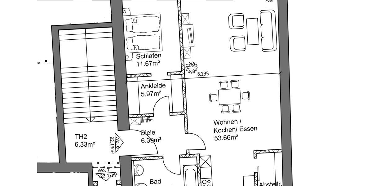 Etagenwohnung Osterhofen - 2 Zimmer, 92 m&sup2;, 828&euro; | Angebot:24867773