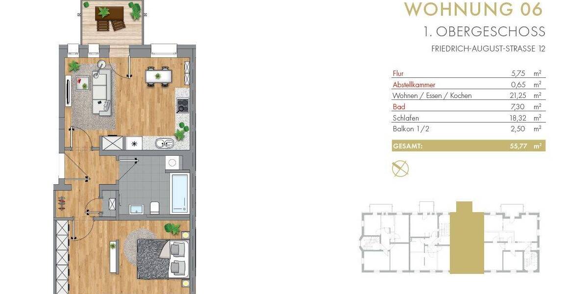 Etagenwohnung Rochlitz - 2 Zimmer, 55 m&sup2;, 495&euro; | Angebot:26684088